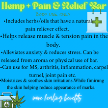 Load image into Gallery viewer, Hemp + Pain &amp; Relief Bar
